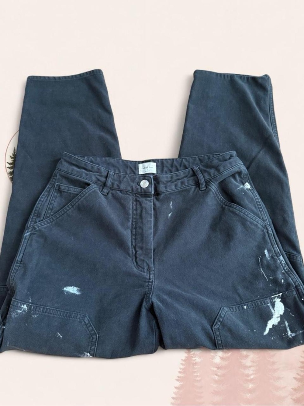 Aritzia Wilfred Free Size 8 Black Painter Carpenter Pants Utility Wide Leg